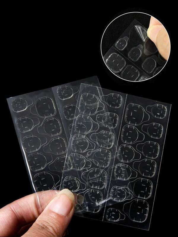 120pcs Transparent Jelly Glue Press-On Nail Tips False Nail Tips Adhesive Glue Tape Double Side Adhesive Film, Pink Yellow Transparent Strong Adhesive Glue Nail Glue,Nail Supplies,Nail Tools,Nail Art Tools,Back To School,Nails,Nail Tools For Press On Nails