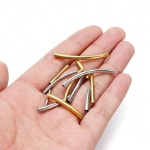 10Pcs Long Stainless Steel Curved Tube Spacer Beads Connector Charms Elbow Connectors Pendants For Handmade Jewelry Accessories