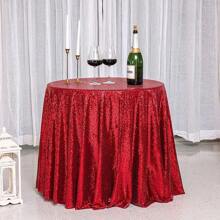 1pc Pink Sequin Round Tablecloth, Sweet Candy Buffet Table, For Christmas, Wedding, Baby Shower, Birthday Party, Dinner Glittering Tablecloth - Multicolor - View 33