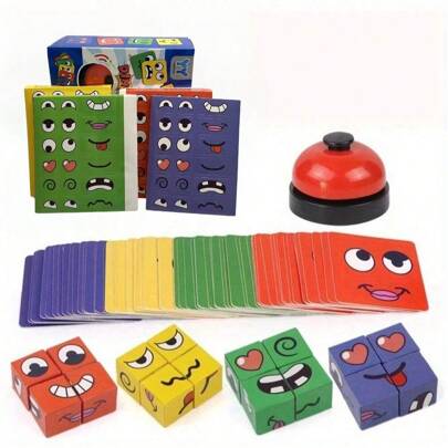 مكعبات التعبيرات المتغيرة للأطفال، لعبة مكتبية ممتعة للأطفال والأهل، فوائد تربوية مبكرة، ألعاب ذكاء بناء الكتل