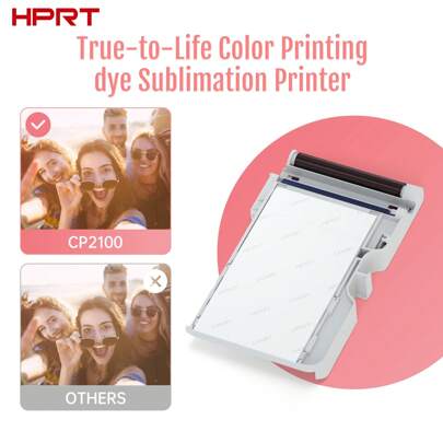 HPRT HPRT CP2100 Color Photo Printer Ribbon And Paper Set Smudge-Proof & Water-Resistant, Instant Drying - Perfect For Scrapbooking & DIY Projects