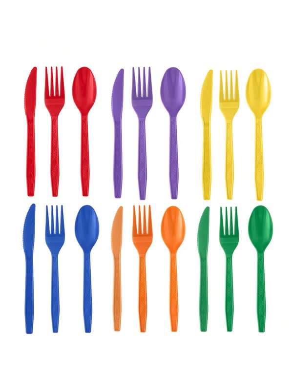 10 Pieces Plastic Tableware In Various Colors, Plastic Tableware Set, Disposable Tableware Including Spoon, Fork, Knife Suitable For Birthday Party Dance Wedding Dinner, Family Gathering, Friends Gathering