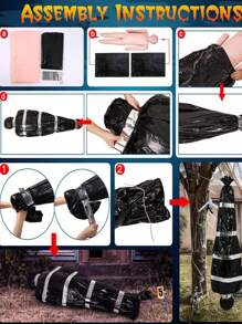 1 bộ phụ kiện treo trang trí Halloween kinh dị, ngôi nhà ma ám & trang trí cây ngoài trời (yêu cầu lắp ráp) mùa thu, giáng sinh - Nhiều màu - Xem 10