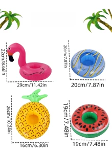 5 piezas/10 piezas Portavasos inflables, Portavasos para vasos de agua, Adecuado para decoración de fiesta en la piscina, Suministros para fiesta temática hawaiana de verano, Colores enviados al azar, Artículos esenciales de playa, Accesorios de playa, Flotador de piscina - Multicolor - Ver 3