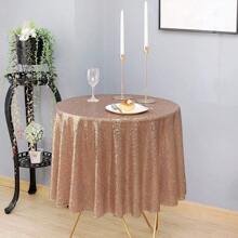 1pc Pink Sequin Round Tablecloth, Sweet Candy Buffet Table, For Christmas, Wedding, Baby Shower, Birthday Party, Dinner Glittering Tablecloth - Multicolor - View 30