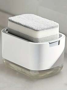 1个厨房皂液器，手动按压式液体皂液器，不含海绵 - 白色 - 查看 9