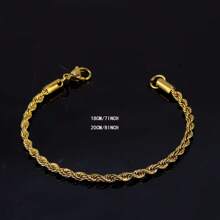 1 pieza Pulsera de cuerda retorcida de acero inoxidable plateado y dorado, simple y de moda, adecuada para uso diario, citas y como regalo de joyería