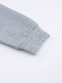 Astylish Women's Quilted Kangaroo Pocket Drawstring Hoodie - Grey - View 9