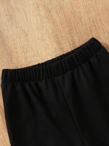 2pcs/Set Young Girl Letter Print Half Zip Hoodie And Flared Pants 2-4Y Spring Autumn New Arrival