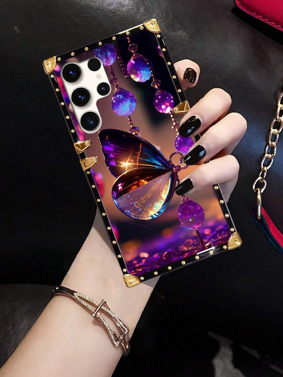 合金蝴蝶时尚手机壳 1 件装 紫色蝴蝶图案 防震时尚手机壳，兼容三星 S26 Ultra/S26/S26 Plus、17 Pro Max/17 Air/16 Pro Max/15 Pro Max/15/14 Plus/14 PM/14/13/12/11/XR、Galaxy S25 FE/A17/A07/Note/C61/C63/C55/C53/Y36/Y28 4G/Y18s/Smart8/Spark20/Spark20C/Spark GO 2024/HOT 40i 等型号，春季派对礼物，国际版，非国内版 - 彩色 - 查看 1