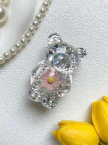 1 件带粘性的手机推拉支架，可拉伸和折叠的花泰迪熊桌面，松垮的支撑和稳定的支架，兼容 、Android 手机，生日、家人、朋友的礼物，推拉式手机握把，手机支架，手机配件 - 彩色 - 查看 4