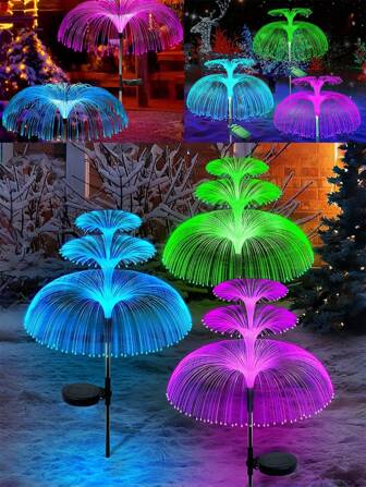 1pc Solar Garden Lights 7 Color Changing Outdoor Waterproof Single/Double/Three Layers Jellyfish Solar Flower Lights For Garden Decor Yard Decor Outdoor Decor Halloween Christmas Thanksgiving Gift