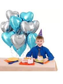 10pcs Pink & Blue Heart Shaped Balloons, 18 Inch Light Blue & Pink Foil Heart Balloons, Pearl Pink & Blue Heart Foil Balloons, Baby Blue & Pink Party Balloons, Suitable For Baby Shower, Gender Reveal, Birthday, Mother's Day - Multicolor - View 7