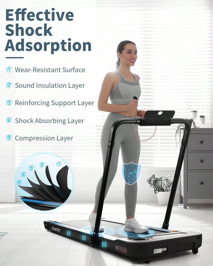 2In1 Foldable Treadmill, Under Desk Treadmill 300 Lb Capacity