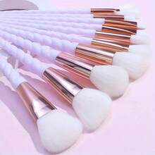 Set de 10 piezas de brochas de maquillaje ovaladas profesionales con 2 esponjas de maquillaje negras - Adecuado para todo tipo de piel, incluye brochas para rubor, polvo, contorno y sombras de ojos, set de brochas, kit de brochas de maquillaje, set de maquillaje completo, set de brochas de maquillaje, kit de maquillaje completo, set de brochas, set de brochas de maquillaje, set de regalo de maquillaje, set - Multicolor - Ver 3