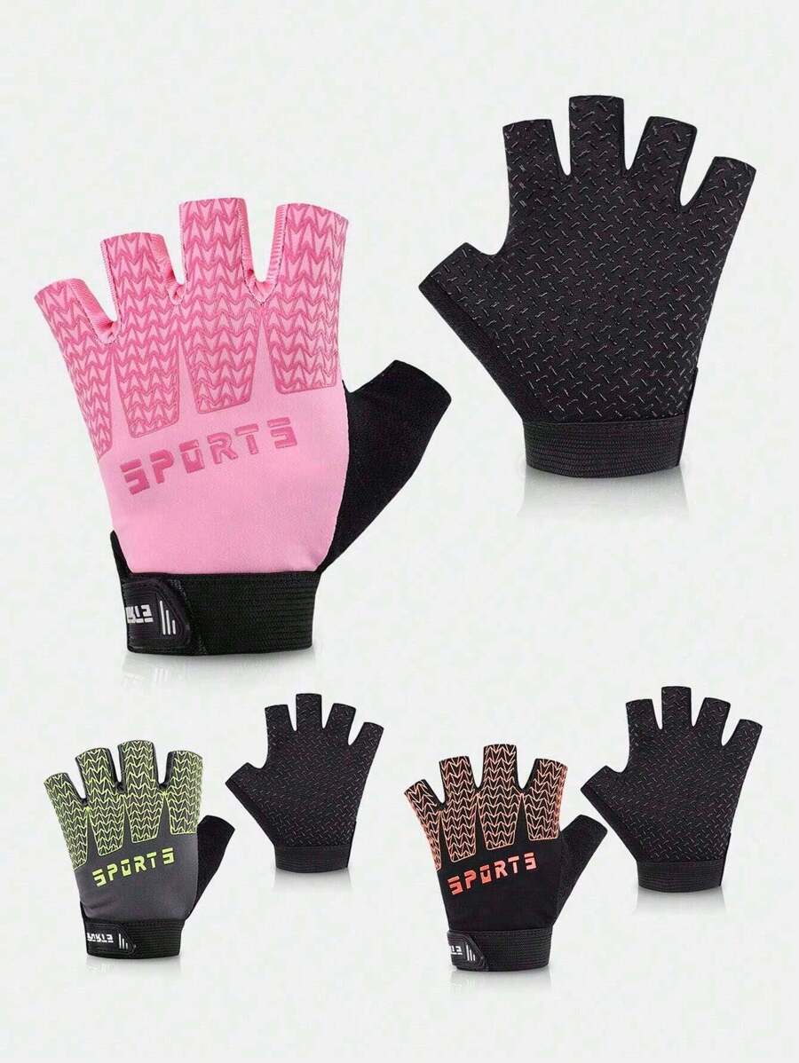 1 paio di guanti sportivi per bambini, guanti mezze dita per bambini, guanti da ciclismo per bambini maschi e femmine, guanti da pesca per bambini, adatti per ciclismo, campeggio, pesca e sport all'aperto - Multicolore - Visualizzare 1