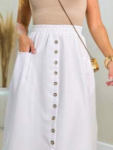Faminina Tailored Midi Skirt With Fashion Bags And Buttons - 白色 - 查看 4