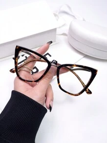 TR Cat Eye Brown Plano Glasses - Tortoise Shell Frame - View 2