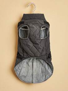 1 Stück Haustier Herbst/Winter Warme Weste Geschirr Reflektierendes Leine Brustgurt, 4-Bein Haustier Kleidung - Schwarz - Übersicht 3