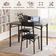WhizMax Dining Table Set For 4, Kitchen Table With 4 Upholstered Chairs, 5 Piece Rectangular Dining Room Table Set, For Small Space, Apartment, Home, Kitchen, Black And Gray - 灰色 - 查看 3