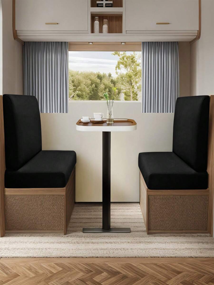 1set Stretch Waterproof Plush Waffle Sofa Seat Cover For RV/Caravan - Black - View 1