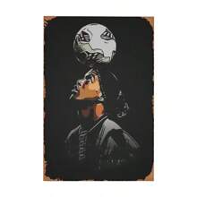 1 pieza Pintura clásica en lienzo de arte decorativo vintage de un jugador de fútbol - Impresión de figura deportiva sin marco para decoración del hogar, oficina, sala de estar, dormitorio, comedor - Multicolor - Ver 4