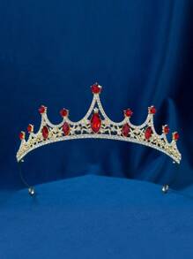 1 Pieza Corona Metálica Para Novia, Accesorio De Fiesta Para Mujer - Rojo - Ver 1