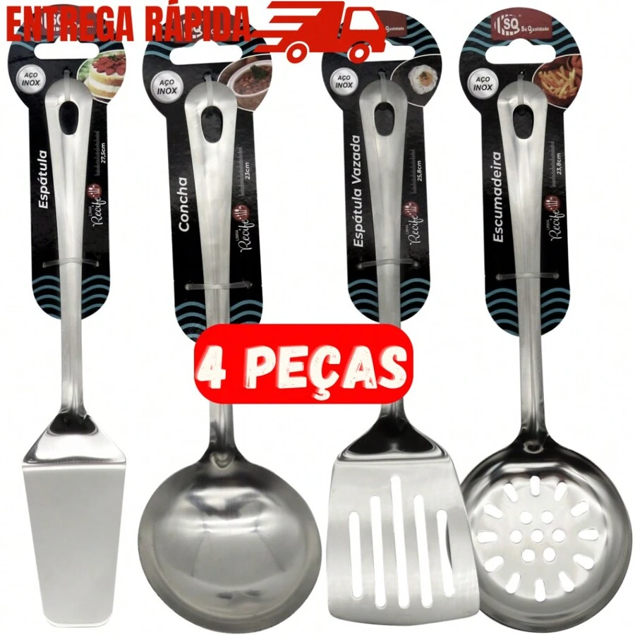 Kit Set 4 Pieces Of Utensils Skimmer Rice Ladle Beans Spatula Hamburger Cake Spatula Quality - Nhiều màu - Xem 1