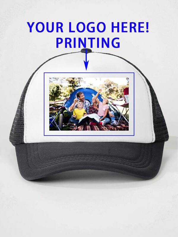 1pc Customized Printed Photo Solid/Patchwork Baseball Mesh Cap, Outdoor Adjustable Sun Protection Casual Hat Suitable For Halloween Style Youth, For Halloween Partyback To School Winter Gift Ideas Boy Girl Valentine's Day