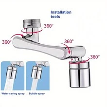 Swivel Faucet Aerator, 360 Degree Rotatable Water Saving Faucet Extender - Robotic Arm Single Water ABS - View 5
