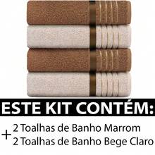 Emcompre Towel Set 4 Pieces Bath Cotton Thread Open End Otto Karsten - Màu nâu  Mocha - Xem 2