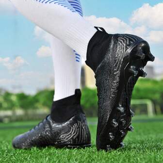 Outdoor Soccer Cleats, Football Boots, Baseball Shoes, Unisex Sports Sneakers For TF, AG Turf & Natural Grass, Spike Studs, Non-Slip, Breathable, Leather, High-Top, For Teenagers, World Cup, Best