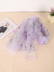 1pc Multi-Color Stretchy Soft Mesh Fabric Densely Netted Tulle Curtain Bridal Decor Nylon Embroidered Net Fabric Pale Purple - Mauve Purple - View 4