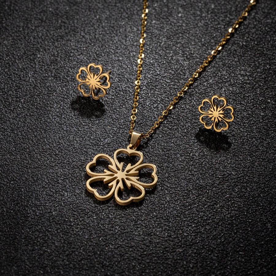 1PC Stainless Steel Jewelry Group Women Minimalist Music Stars Plum, Sports Football Fitness Necklace Earrings