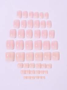 48 件短方形粉色法式尖头假指甲，适合女士和女孩 - 裸色和白色渐变，粘性，哑光效果和时尚可穿戴按压指甲和脚趾甲套装，是送给女士和女孩的引人注目的夏季礼物，粘性，哑光效果