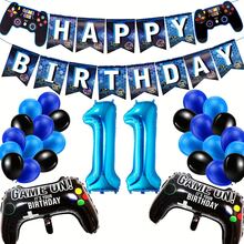Video Game Controller Themed Birthday Party Decoration Set, Including 1-15 Number Balloons And Pennant Banners - Multicolor - View 6