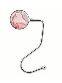 1 件装粉色大理石图案挂钩精美印花钱包折叠挂钩适用于桌子书桌挂包 - 粉色 - 查看 11