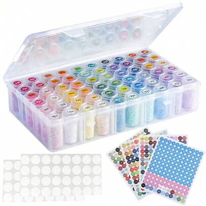 Transparent Plastic Box With 60 Compartments