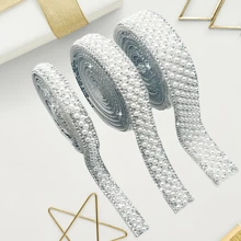 仿珍珠水钻条配饰、水钻贴纸、自粘式 DIY 配饰、婚纱、鞋子、包包、服装配饰、装饰品