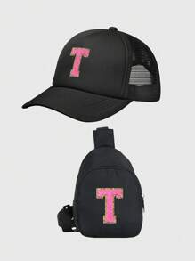 1 件儿童 26 个字母卡车司机帽和斜挎包，时尚休闲帽，适合男孩女孩返校日常穿着 - 彩色 - 查看 20