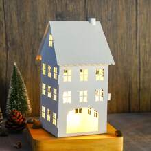 1pc White Metal House Candlestick, Decor Candle Holder, Valentine Home Decoration, Room Aesthetic, Candles Not Included Best Gifts Birthday - White - View 10