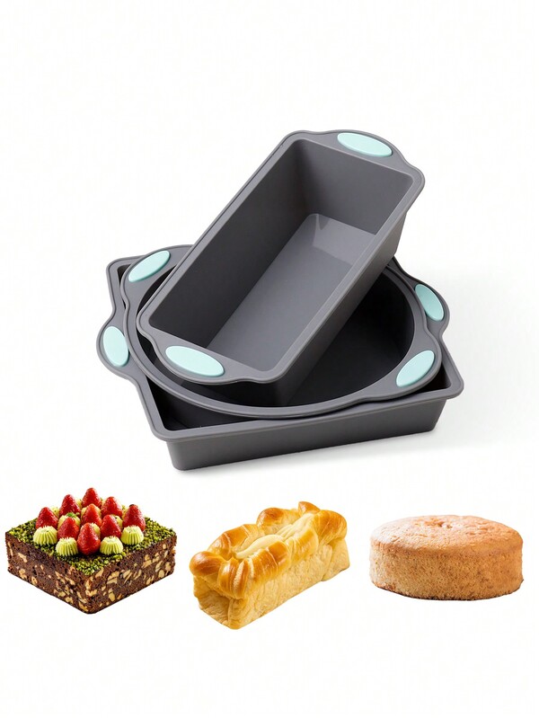 1 pieza/3 piezas/1 set Moldes de silicona redondos y cuadrados pequeños, moldes de hornear antiadherentes DIY para pan de Navidad, Halloween, tostadas, accesorios de cocina