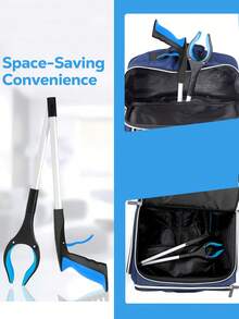 1 件可折叠抓取工具，32.7 英寸超长便捷垃圾拾取爪抓取工具，移动辅助延长臂用于垃圾收集（蓝色） - 彩色 - 查看 4