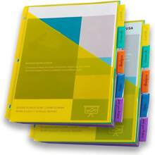 1/2/3 Set de divisores de carpeta con 5 pestañas de plástico con bolsillo frontal, divisores de bolsillo de polipropileno insertables en pestaña para carpetas de 3 anillos, tamaño carta, multicolor, para estudiantes y compañeros de trabajo, de vuelta a la escuela, útiles escolares