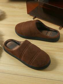 Simple Plaid Casual Men Suede Non-Slip Indoor/Outdoor Slippers