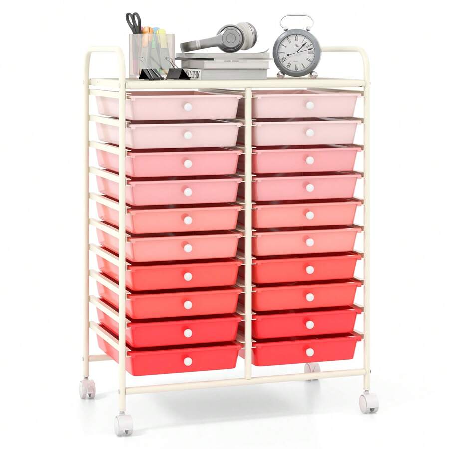 SlickBlue 20 Drawers Storage Rolling Cart Studio Organizer