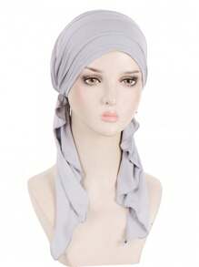 1 pezzo Cappello fascia teste da donna a doppia coda di nuova arrivata in colore unito, turbante bonnet semplice e conveniente per capelli