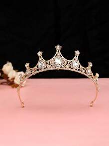 1 szt. Vintage Rhinestone Tiara-królewska korona ślubna dla panny młodej, elegancka księżniczka świąteczna korona kostium opaska na głowę akcesorium do włosów z kryształem, lśniąca korona królowej nadaje się na prezenty świąteczne dla dziewcząt na cosplay i imprezę halloweenową