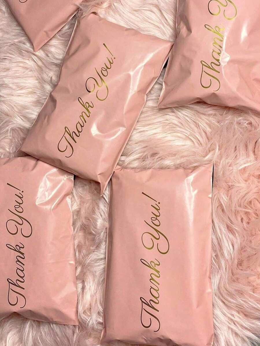 20/50/100 szt. Wykwintne różowe torby na prezenty z napisem "Dziękuję" – samoprzylepna wodoodporna uszczelka, odpowiednie na imprezy i małe firmy, dekoracje ślubne i okolicznościowe, odpowiednie do pakowania prezentów na imprezy, opakowania na prezenty na Święto Dziękczynienia,