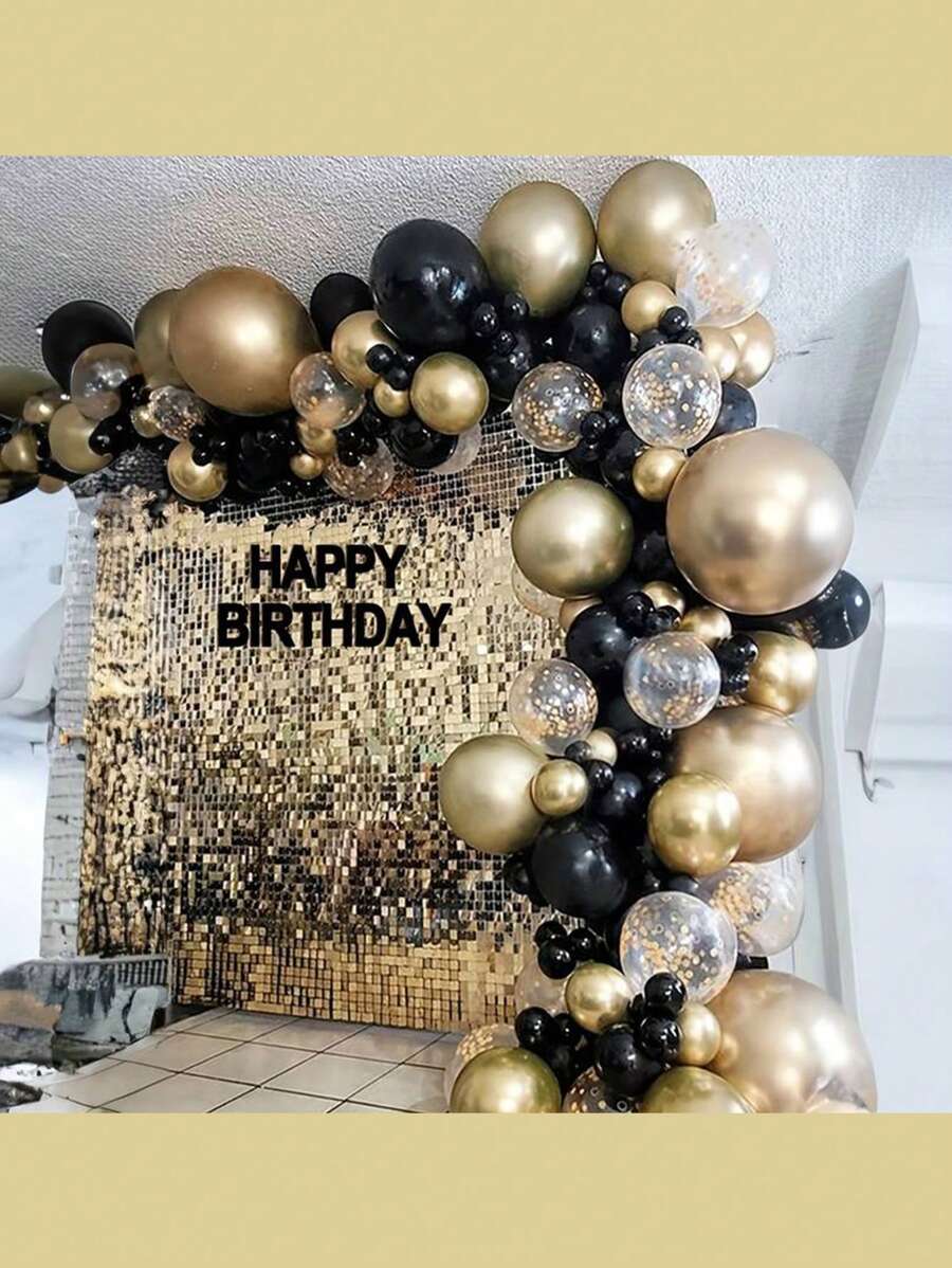 131 件/40 件黑色和金色乳胶气球套装，适用于生日派对装饰、婚礼装饰、迎婴派对、性别揭晓、周年庆典、婚礼派对、照片背景、场景装饰、房间装饰、主题派对用品、朋友聚会 - 彩色 - 查看 1